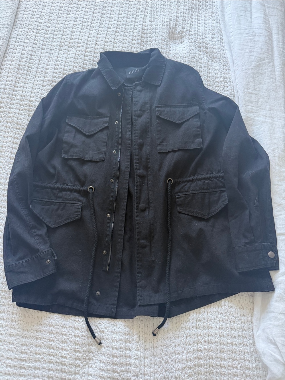 Barney’s New York Black Utility Drawstring Jacket